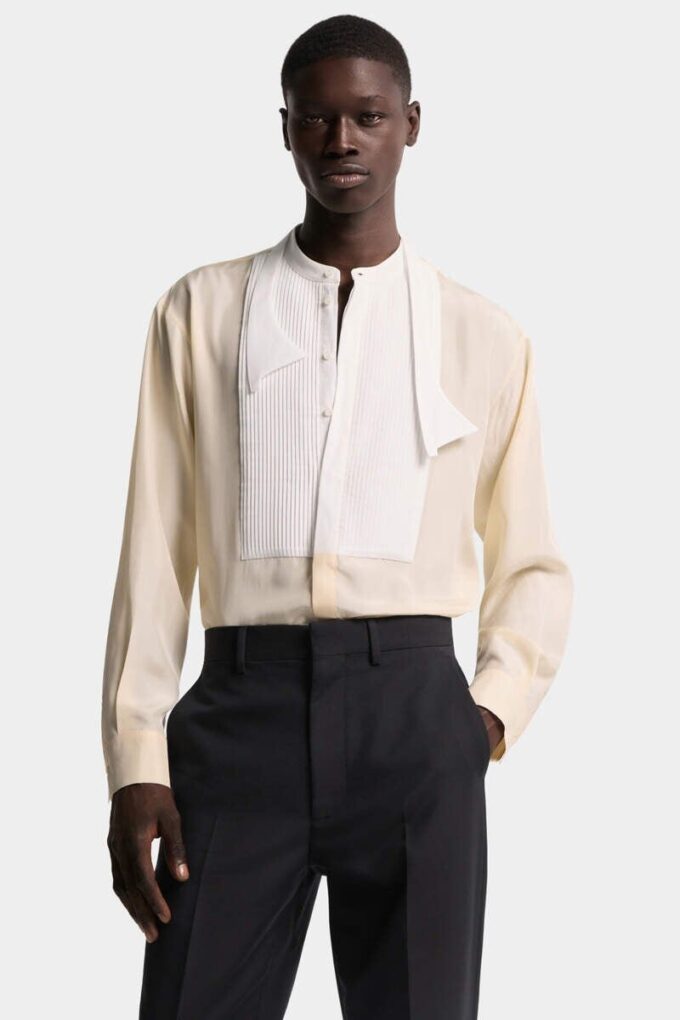 Bowtie Dropped Shoulder Silk Shirt Bowtie Dropped Shoulder Silk Shirt