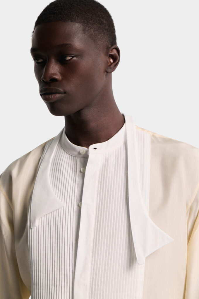 Bowtie Dropped Shoulder Silk Shirt Bowtie Dropped Shoulder Silk Shirt