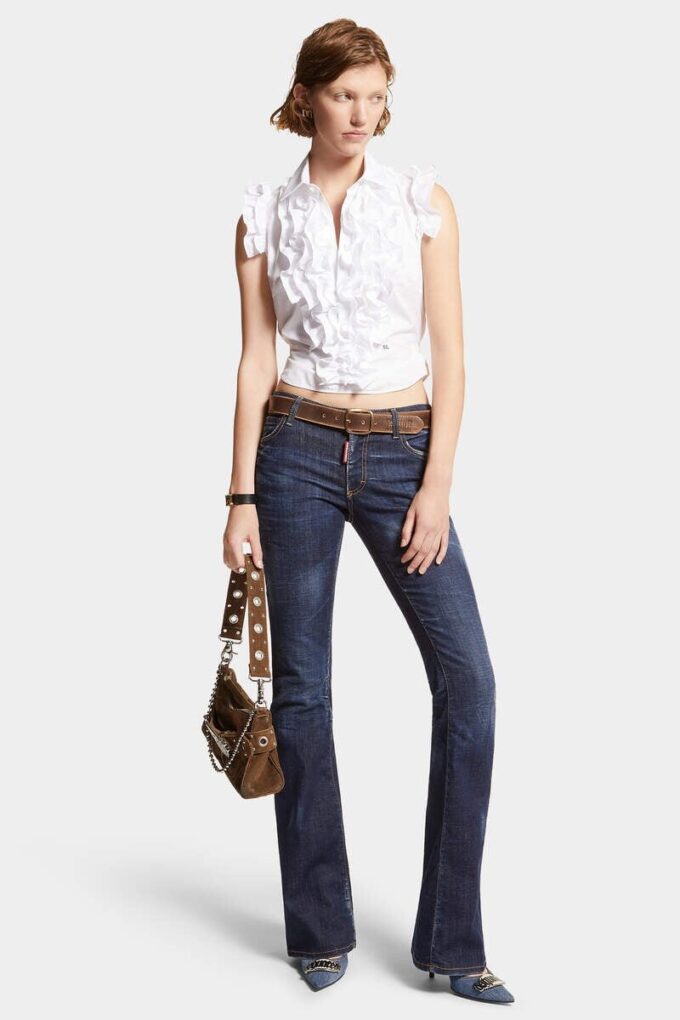 Dark Clean Wash Medium Waist Flare Jeans Dark Clean Wash Medium Waist Flare Jeans