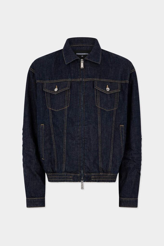 Dark Wash Drawstring Jean Jacket Dark Wash Drawstring Jean Jacket