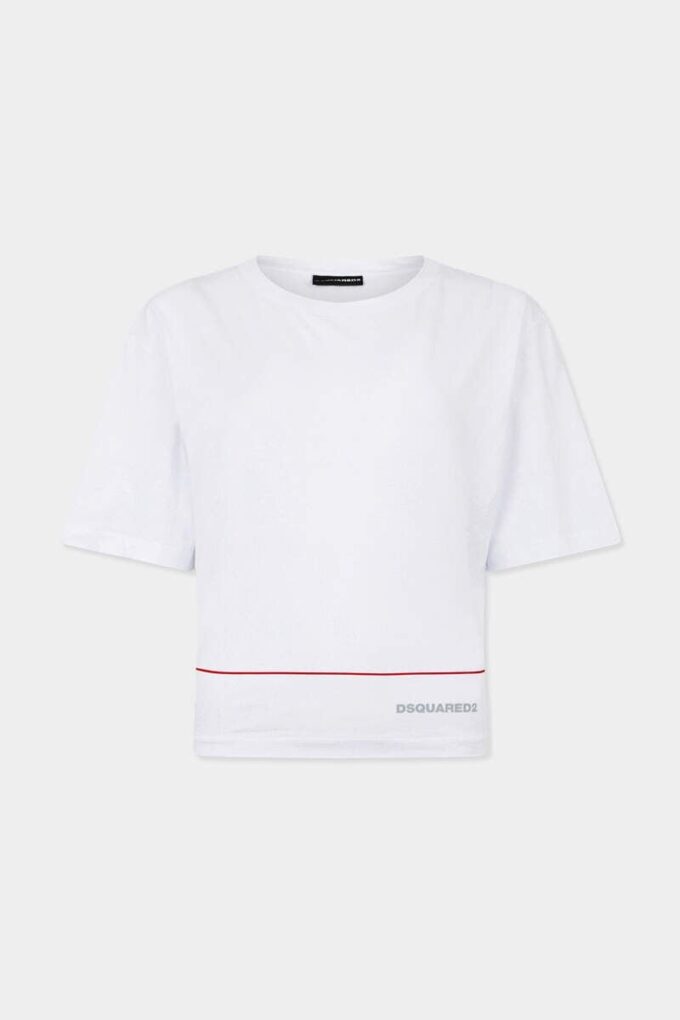 Dsquared2 Tape Cropped Breezy Fit T-Shirt Dsquared2 Tape Cropped Breezy Fit T-Shirt