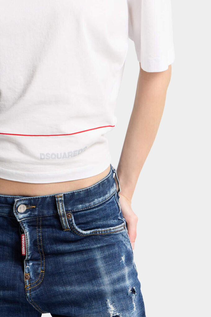Dsquared2 Tape Cropped Breezy Fit T-Shirt Dsquared2 Tape Cropped Breezy Fit T-Shirt