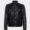 Leather Boxy Jean Jacket