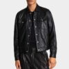 Leather Boxy Jean Jacket