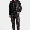 Leather Boxy Jean Jacket