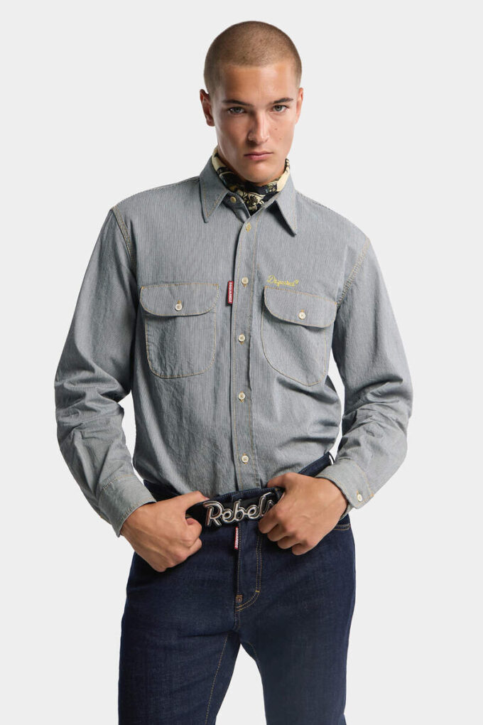 Striped Denim Canadian Vintage Shirt Striped Denim Canadian Vintage Shirt