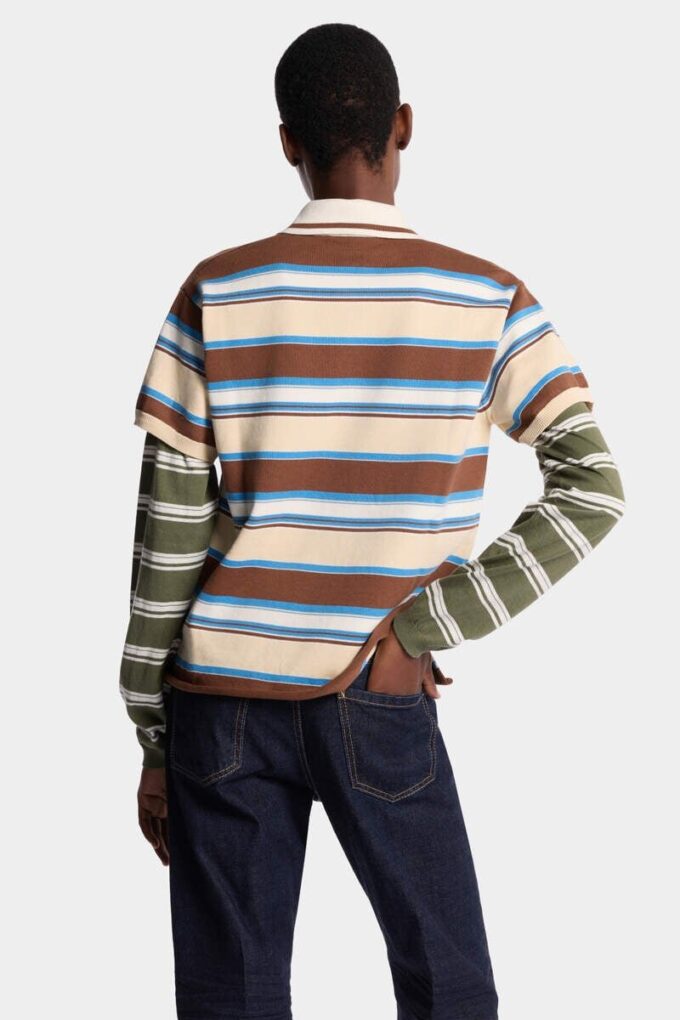 Striped Long Sleeves Knit Polo Striped Long Sleeves Knit Polo