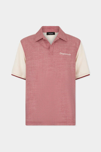 Virgin Wool Linen Pied De Poule Polo Virgin Wool Linen Pied De Poule Polo