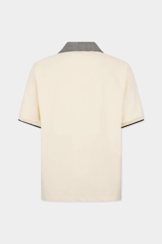 Virgin Wool Linen Pied De Poule Polo Virgin Wool Linen Pied De Poule Polo