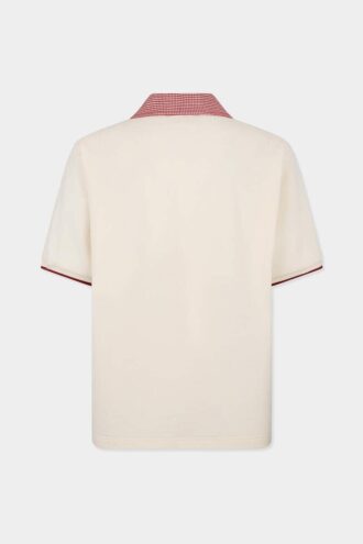Virgin Wool Linen Pied De Poule Polo Virgin Wool Linen Pied De Poule Polo
